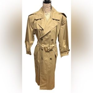 Ralph Lauren 100% Cotton Double Breasted Full Length Trench Coat Size 10